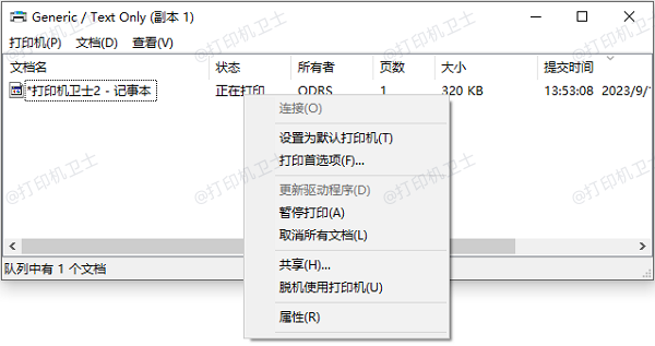 检查打印队列和暂停状态