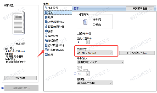 设置打印机和打印选项