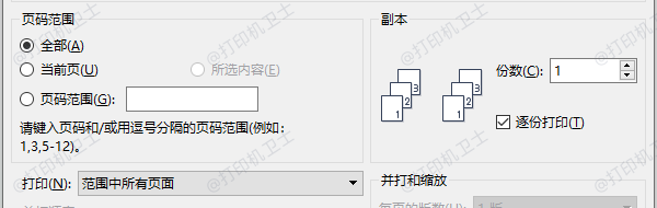 检查打印选项是否启用了页码区域