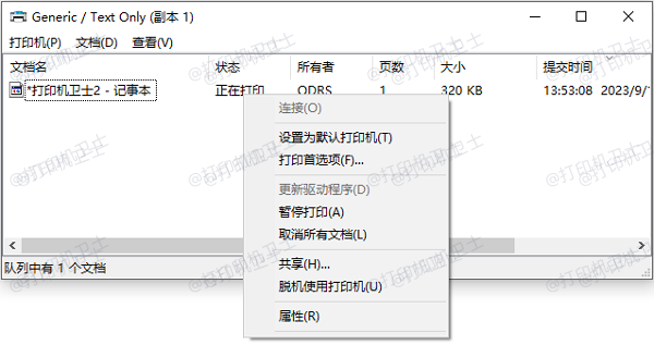 取消脱机使用打印机选项