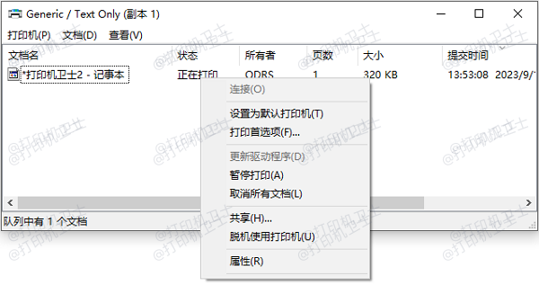 确认打印机状态