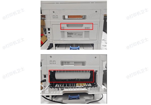 从出纸口或后盖取纸 从出纸口或后盖取纸