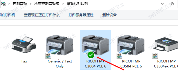 控制面板查看打印机驱动
